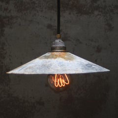 Mid-20th Century Small French Zinc Industrial Pendant Light