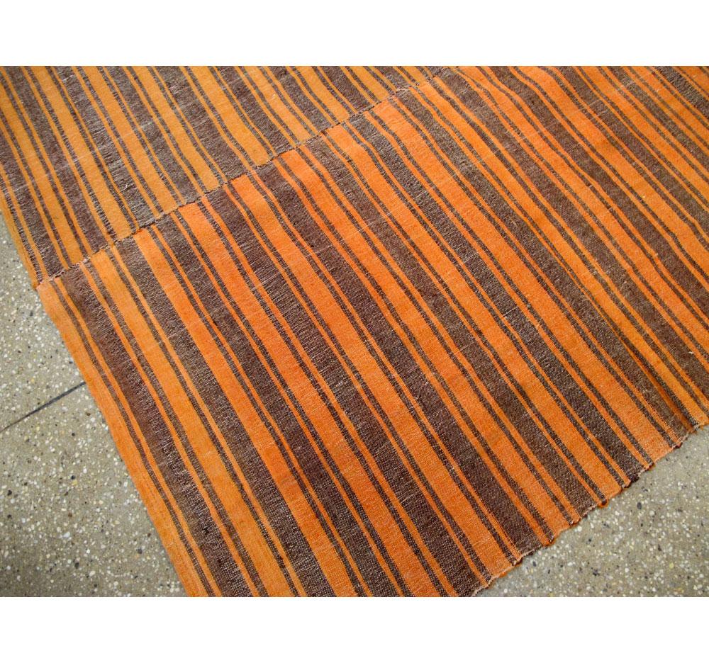 Mid-20th Century Small Room Size Turkish Flat-Weave Kilim Accent Rug in Orange 1