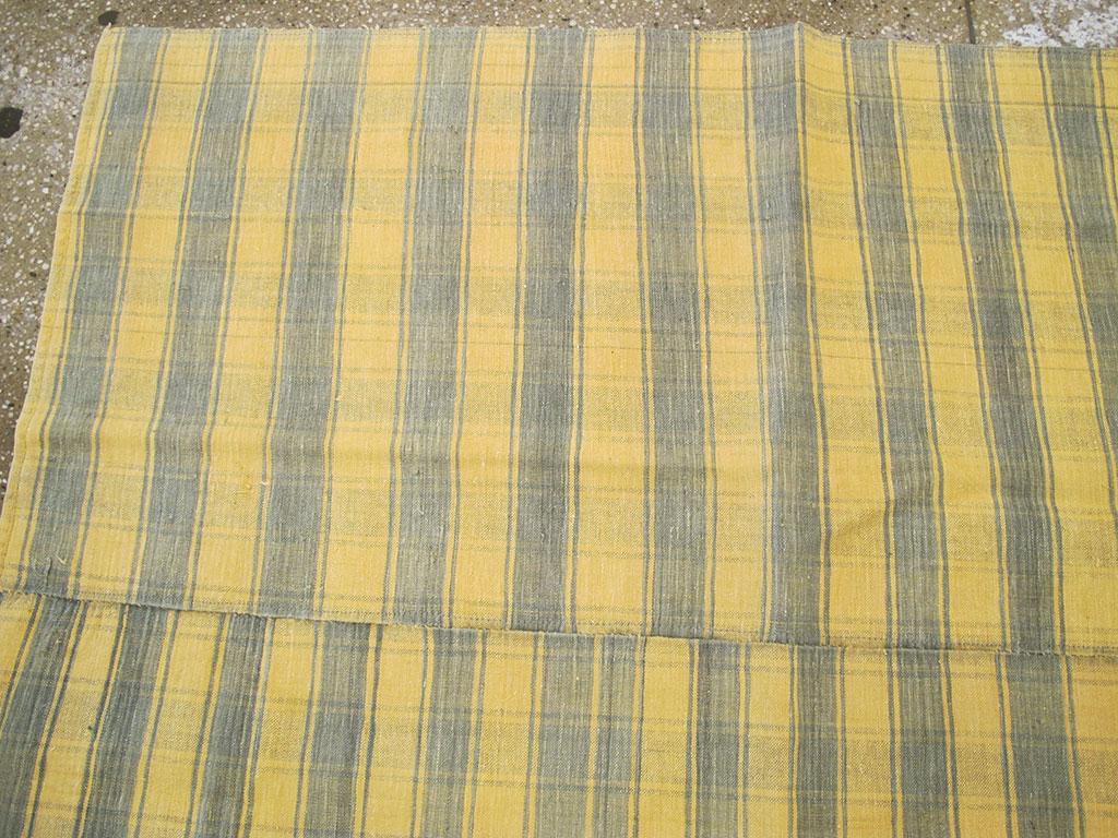 Wool Mid-20th Century Small Room Size Turkish Flat-Weave Kilim Accent Rug in Yellow For Sale