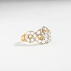 Mid-20th Century Snake Diamond Platinum and Yellow Gold 18 Karat Ring