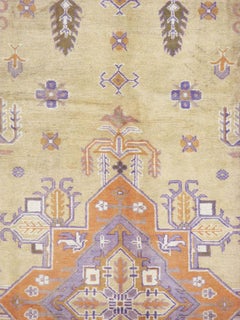 Mid-20th Century Soft Colored Oushak Carpet in Beige, Purple, and Orange