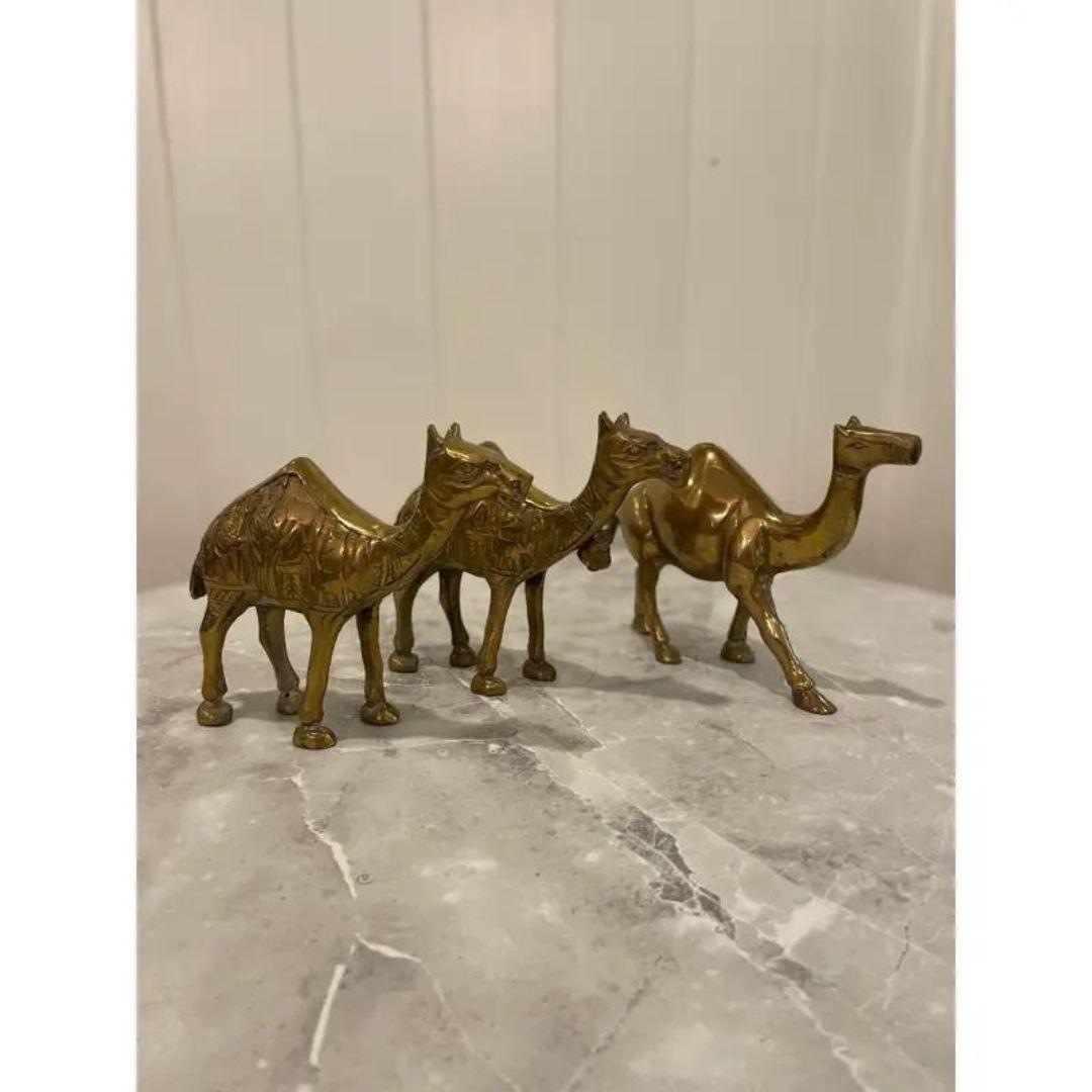 Cammelli in ottone massiccio della metà del XX secolo - Set di tre pezzi in vendita 5