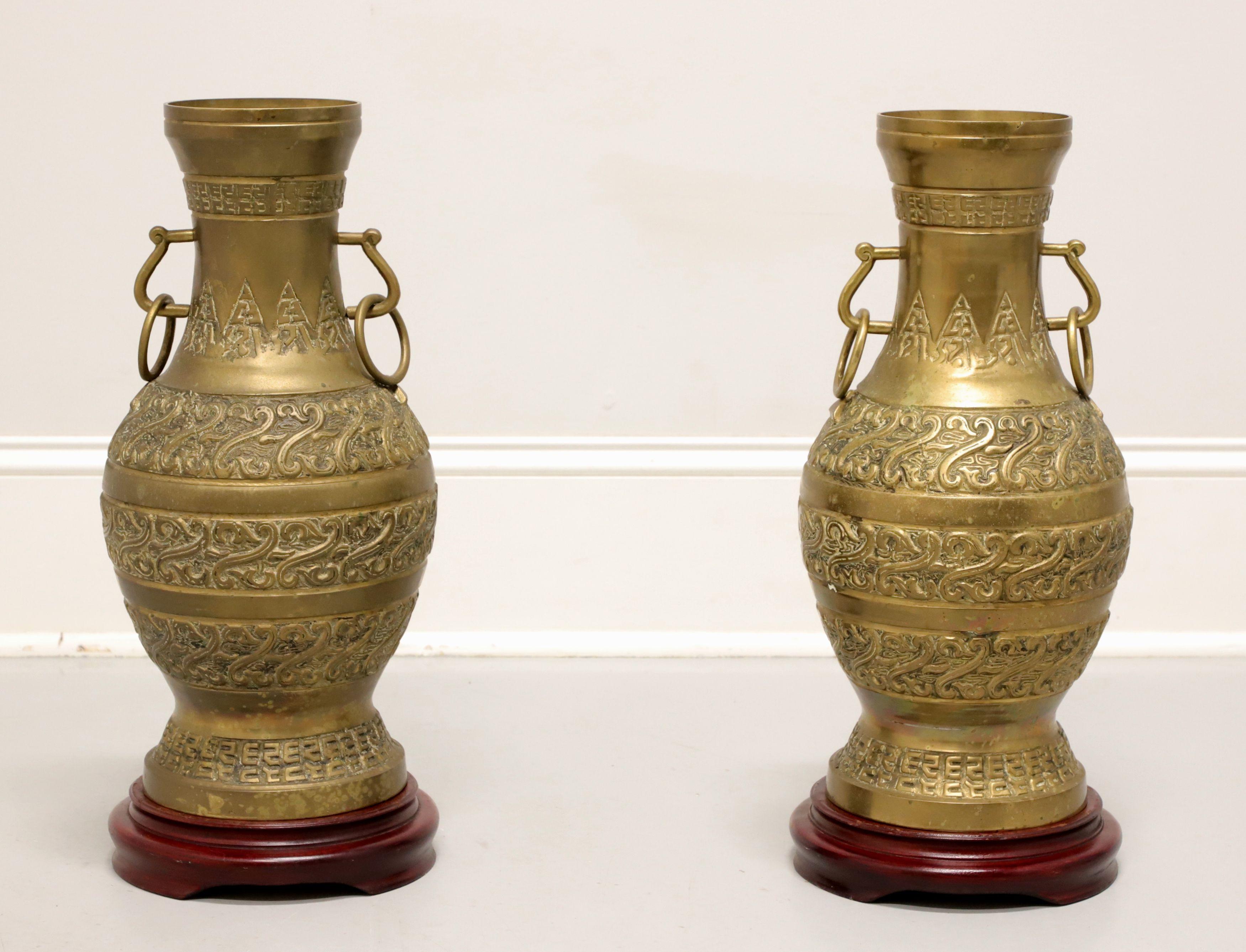 Mid 20th Century Solid Brass Decorative Urns - Pair For Sale 7