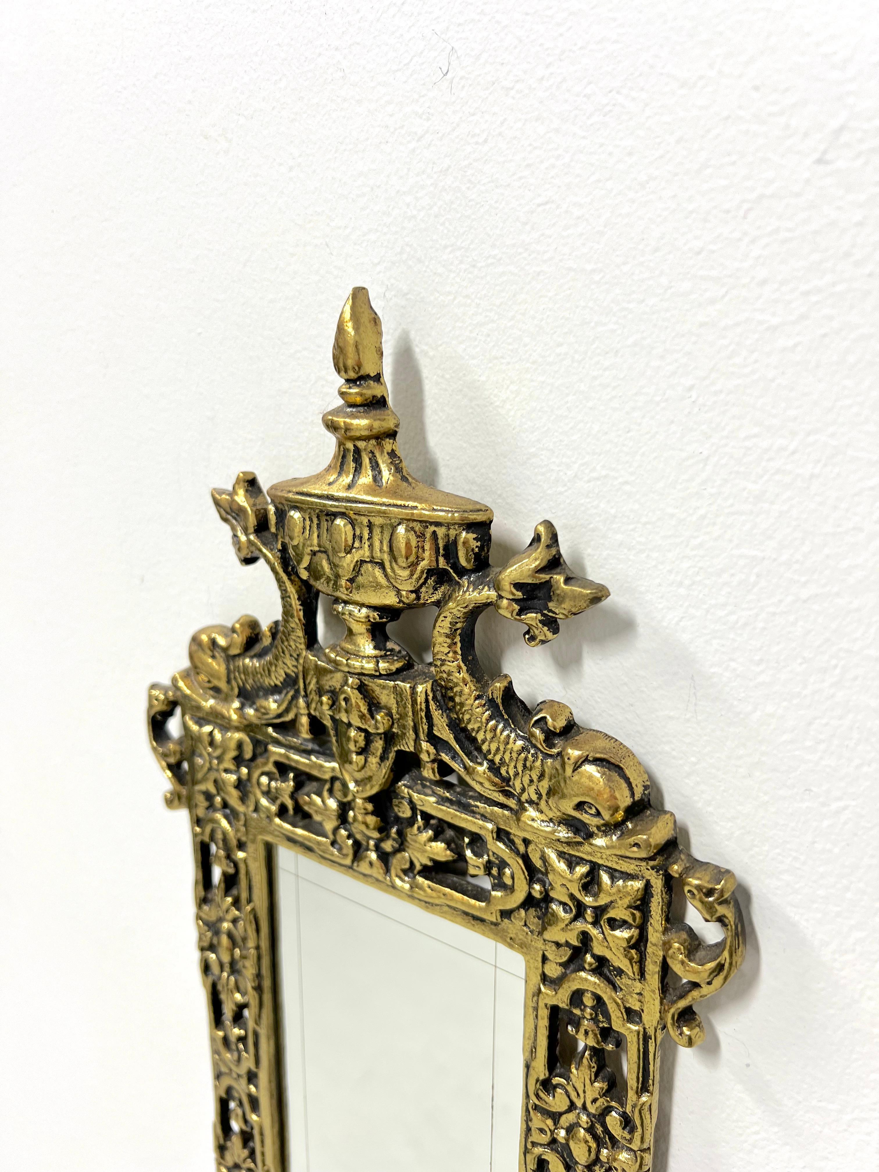 American Mid 20th Century Solid Brass French Provincial Dolphin Candle Sconce For Sale
