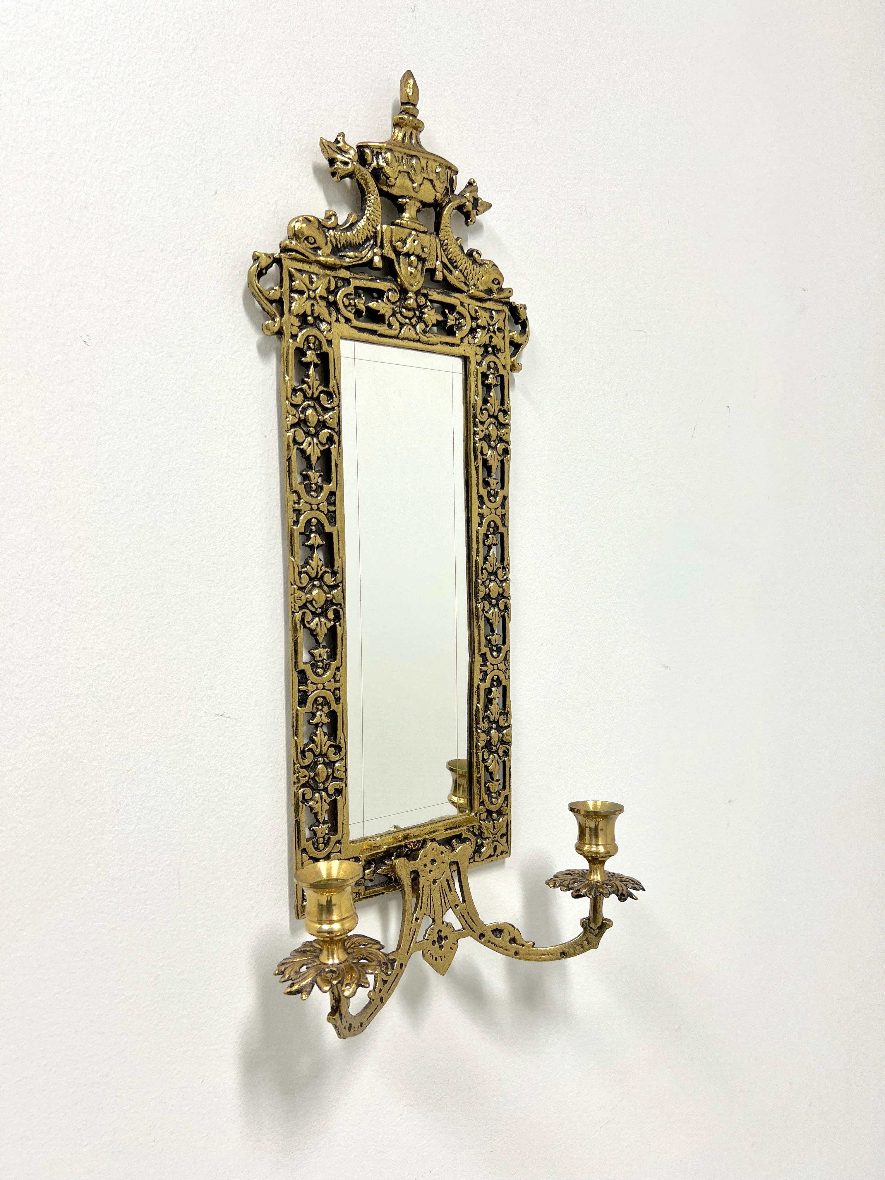 Mid 20th Century Solid Brass French Provincial Dolphin Candle Sconce For Sale 4