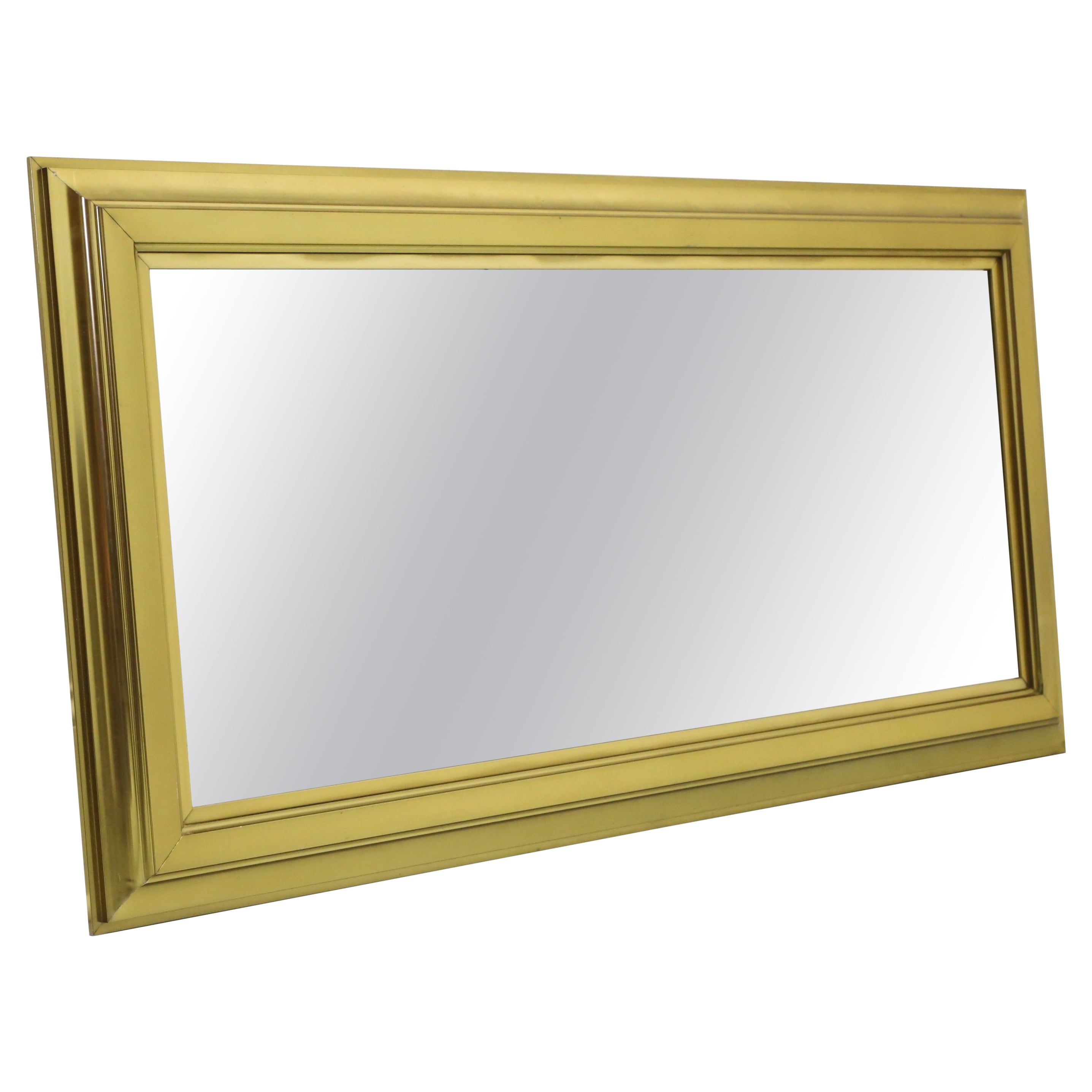 Mid-20th Century Solid Brass Traditional Rectangular Wall Mirror For Sale