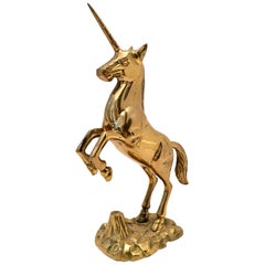 Vintage Mid-20th-Century Solid Brass Unicorn Sculpture