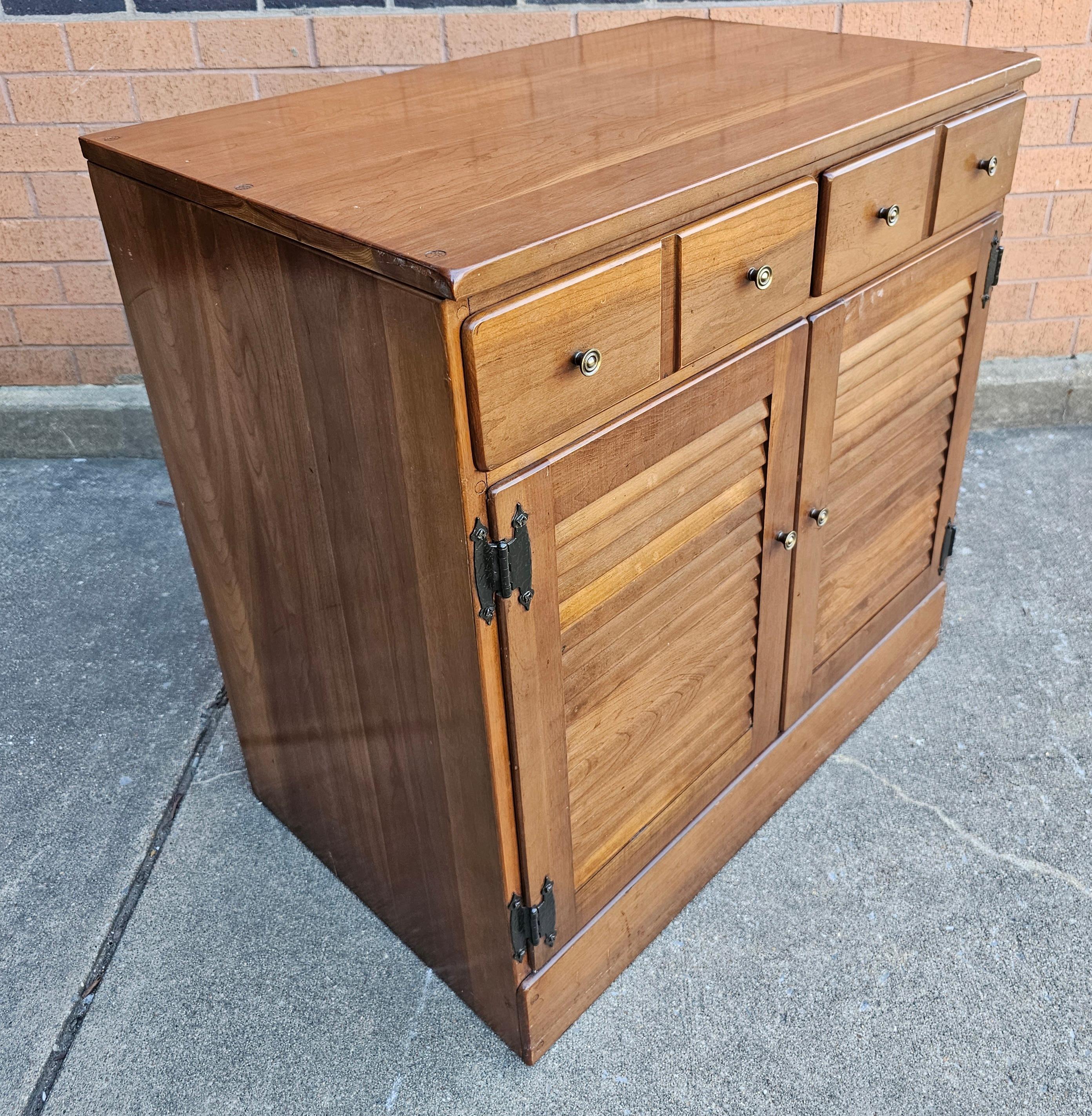 Mid 20th Century Solid Cherry Storage Side Cabinet, Circa 1970s In Good Condition For Sale In Germantown, MD