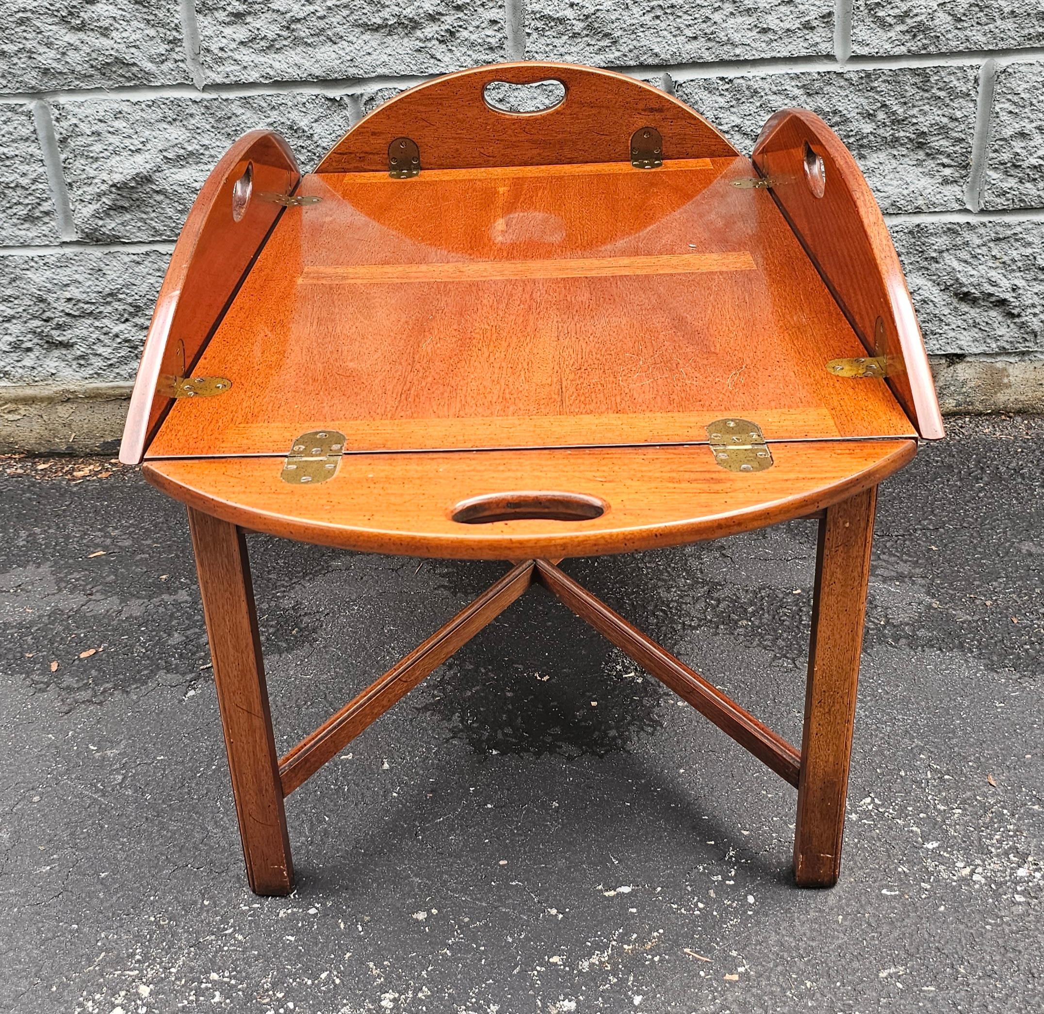 Varnished Mid 20th Century Solid Mahogany Butler's Cocktail / Coffee Table