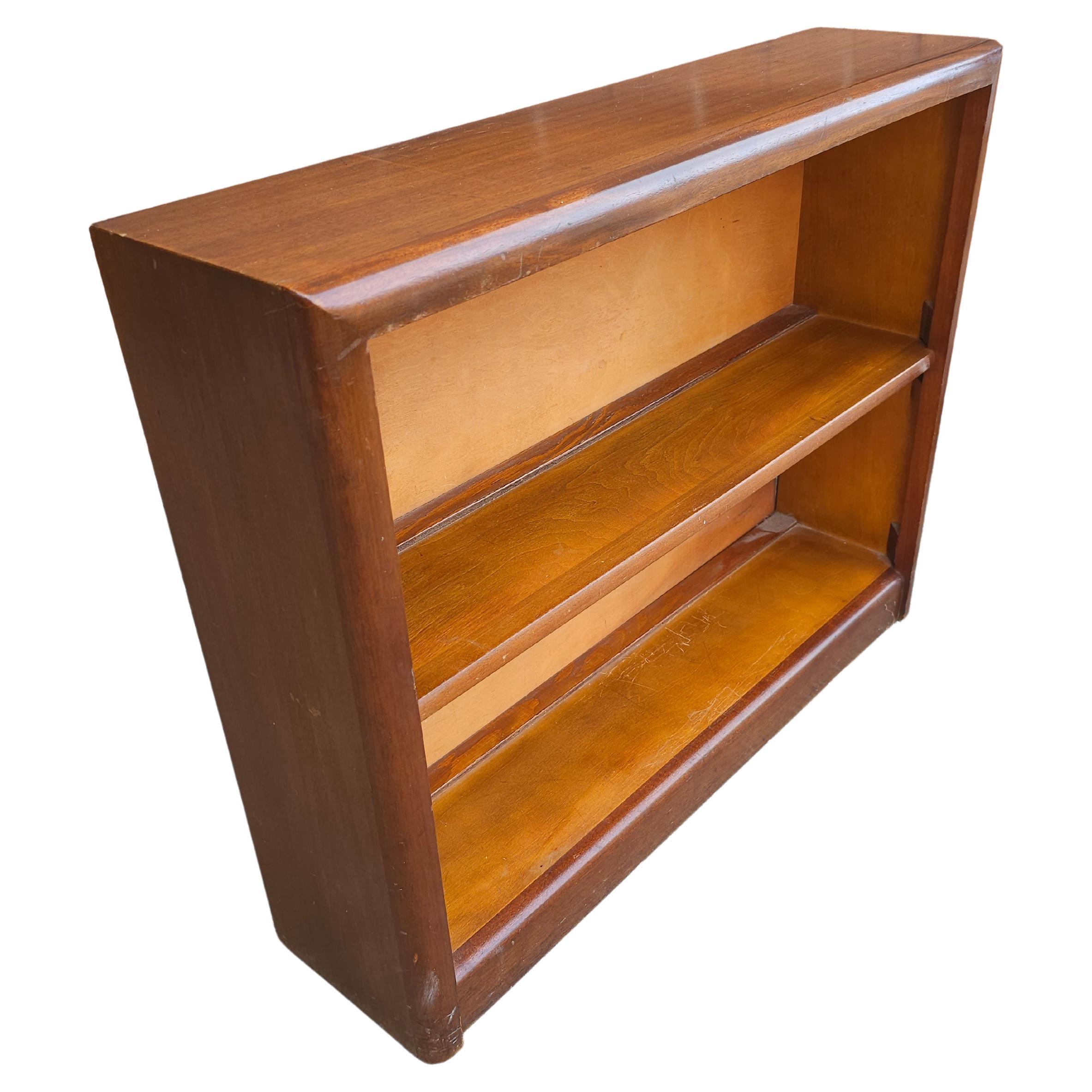 American Mid-20th Century Solid Mahogany Encyclopedia Low Bookcase, Circa 1960s For Sale
