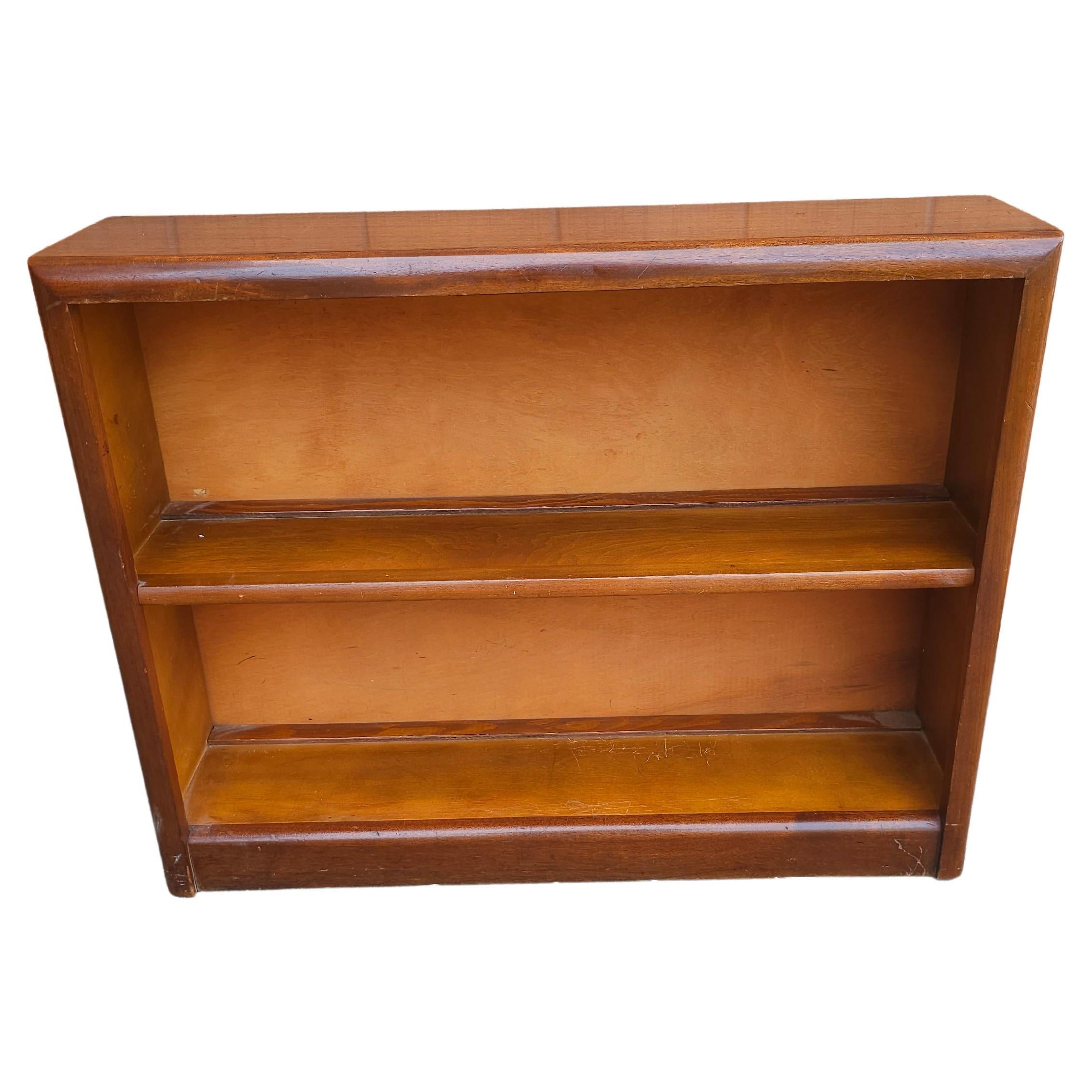 Mid-20th Century Solid Mahogany Encyclopedia Low Bookcase, Circa 1960s For Sale