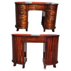 Mid 20th Century Solid Mahogany  Federal Kidney Desk