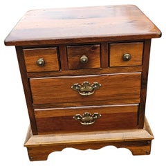 Mid-20th Century Solid Pine Five-Drawer Bed Side Table Nighstand