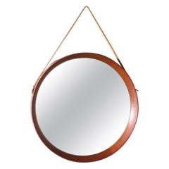 Mid 20th Century solid teak circular wall mirror