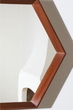Mid 20th century Solid teak Hexagonal mirror - No2