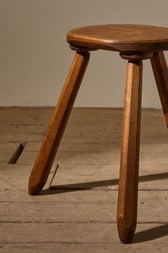 Mid 20th Century solid teak stool - Circular