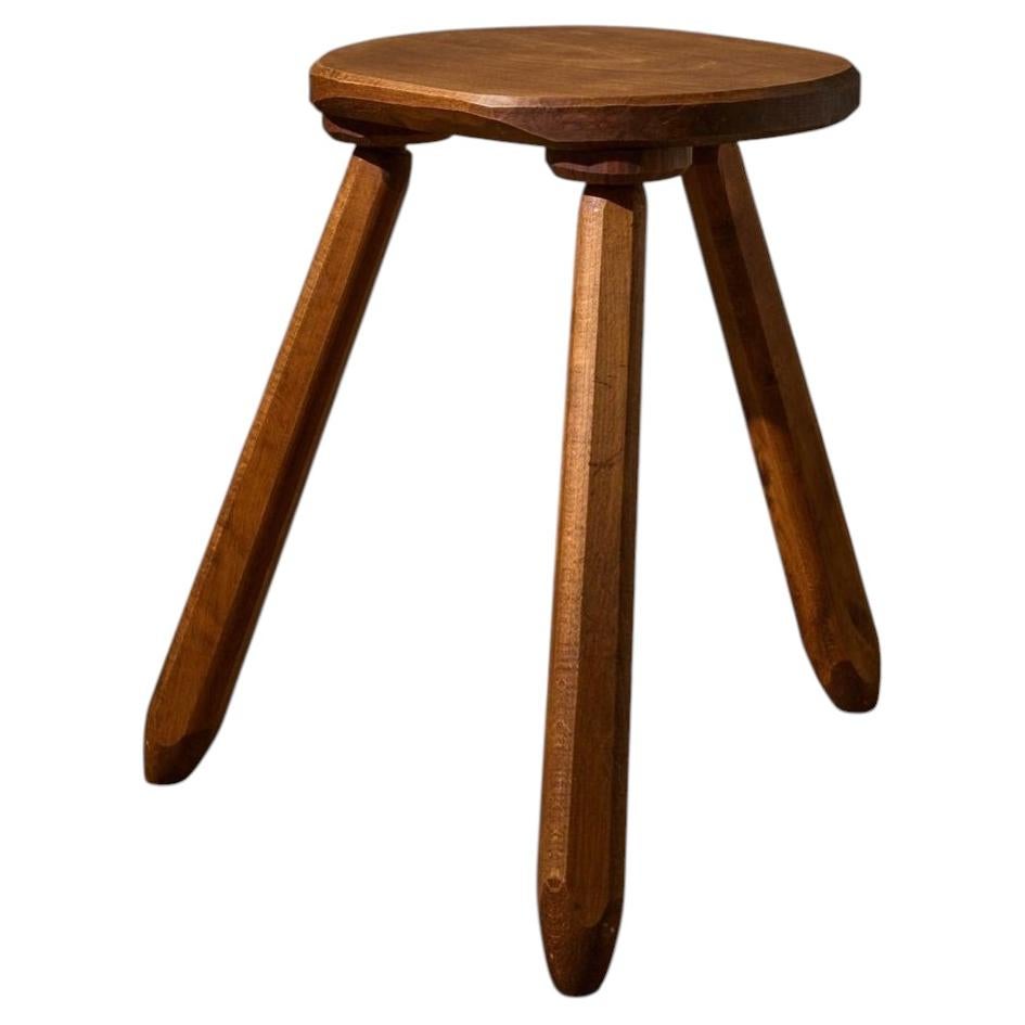Mid 20th Century solid teak stool - Circular