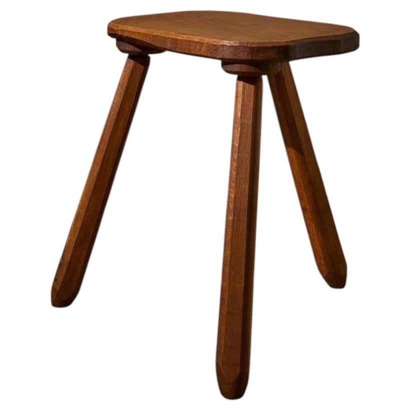 Mid 20th century solid teak stool - Rectangle For Sale
