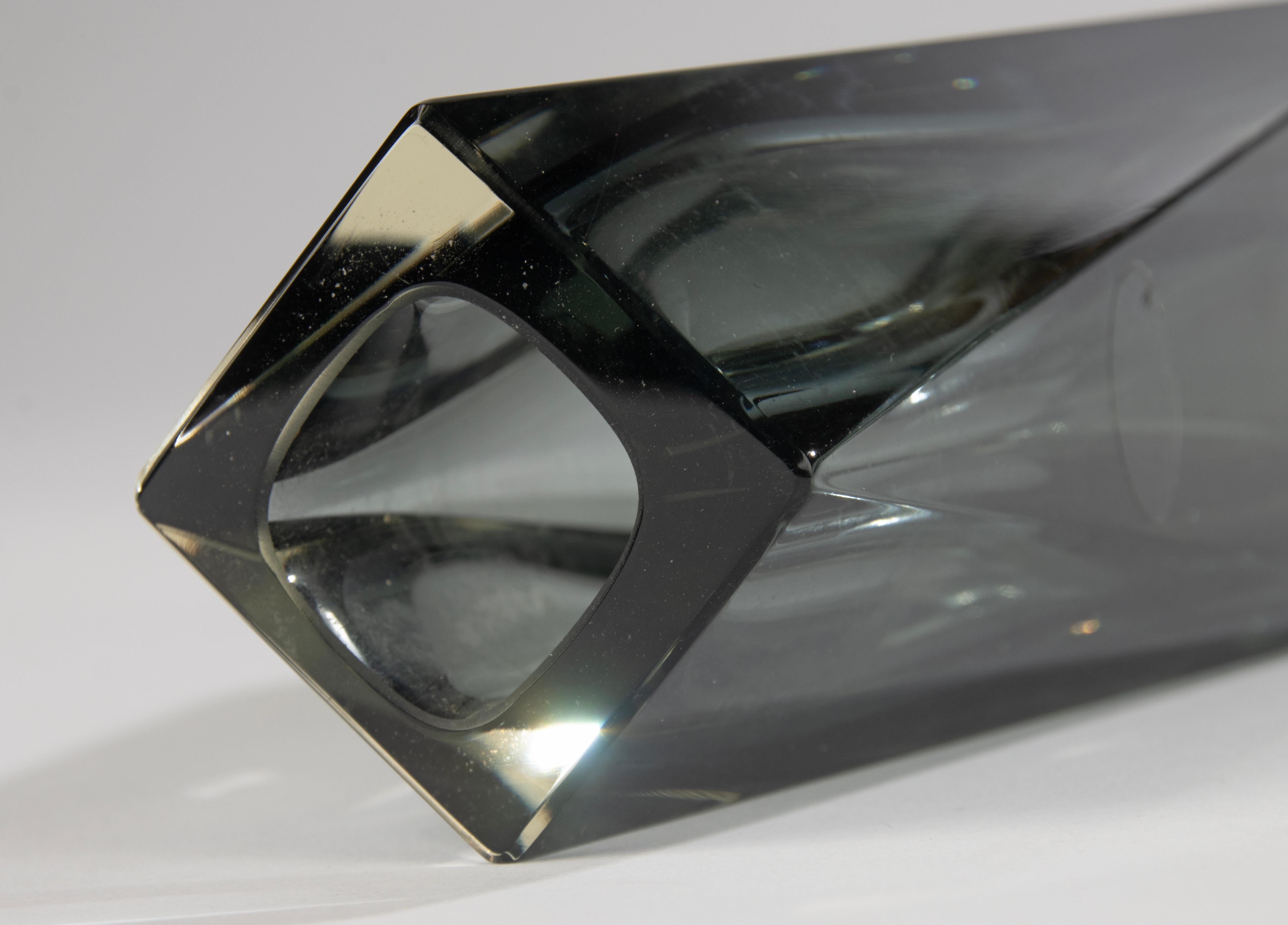 Vaso Sommerso della metà del XX secolo - Vetro di Murano - Forma geometrica in vendita 3