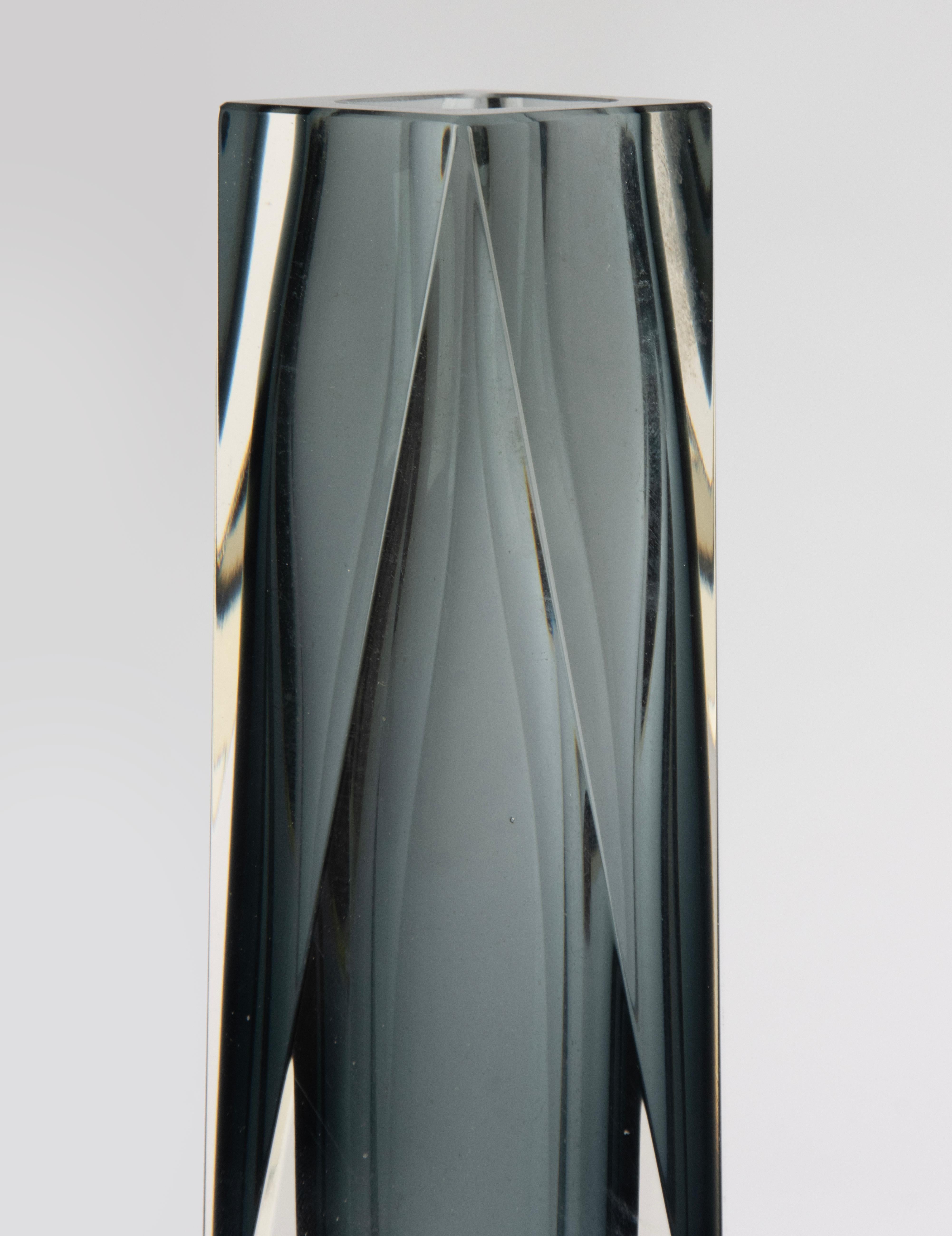 Vaso Sommerso della metà del XX secolo - Vetro di Murano - Forma geometrica in vendita 4
