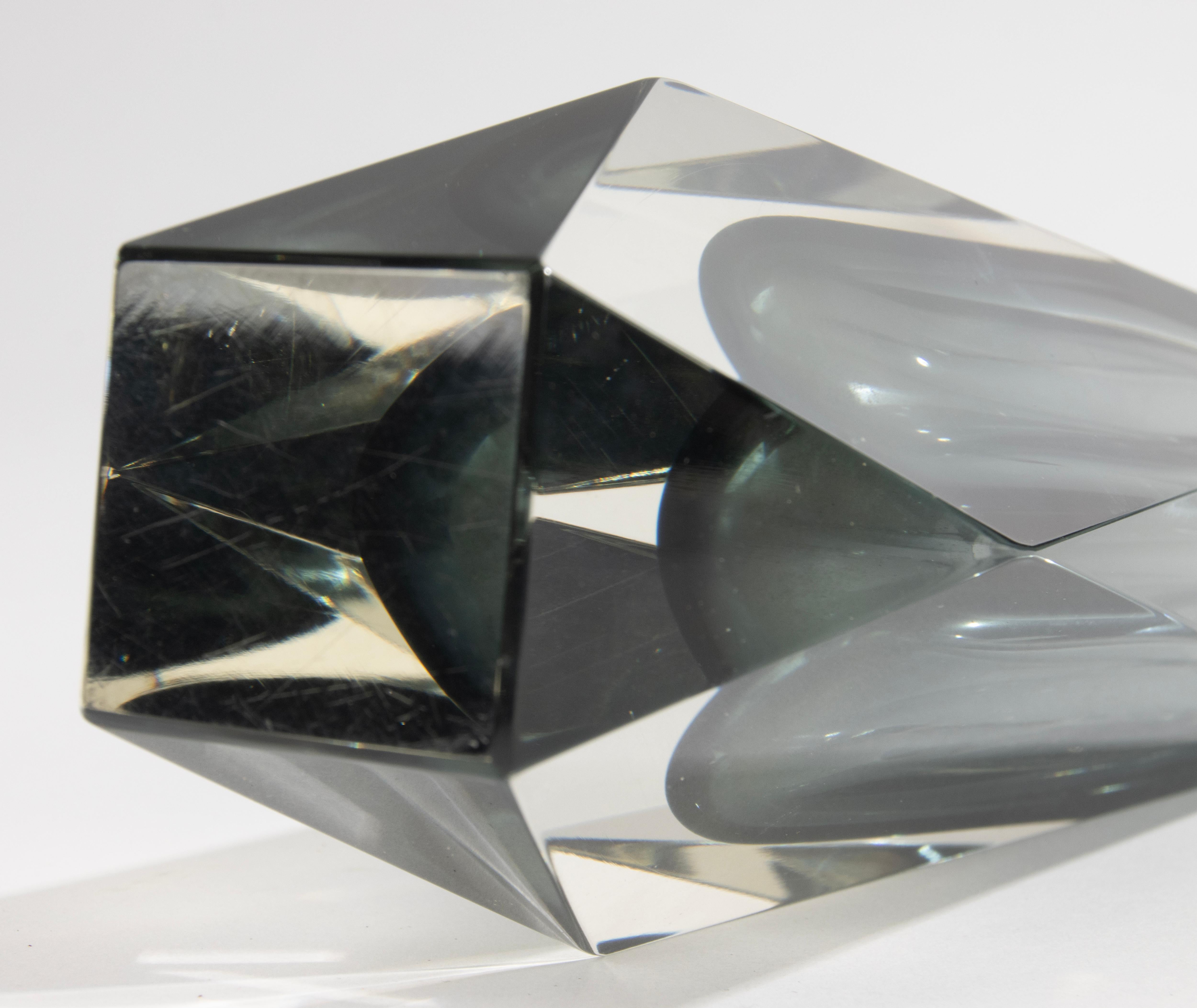 Vaso Sommerso della metà del XX secolo - Vetro di Murano - Forma geometrica in vendita 5