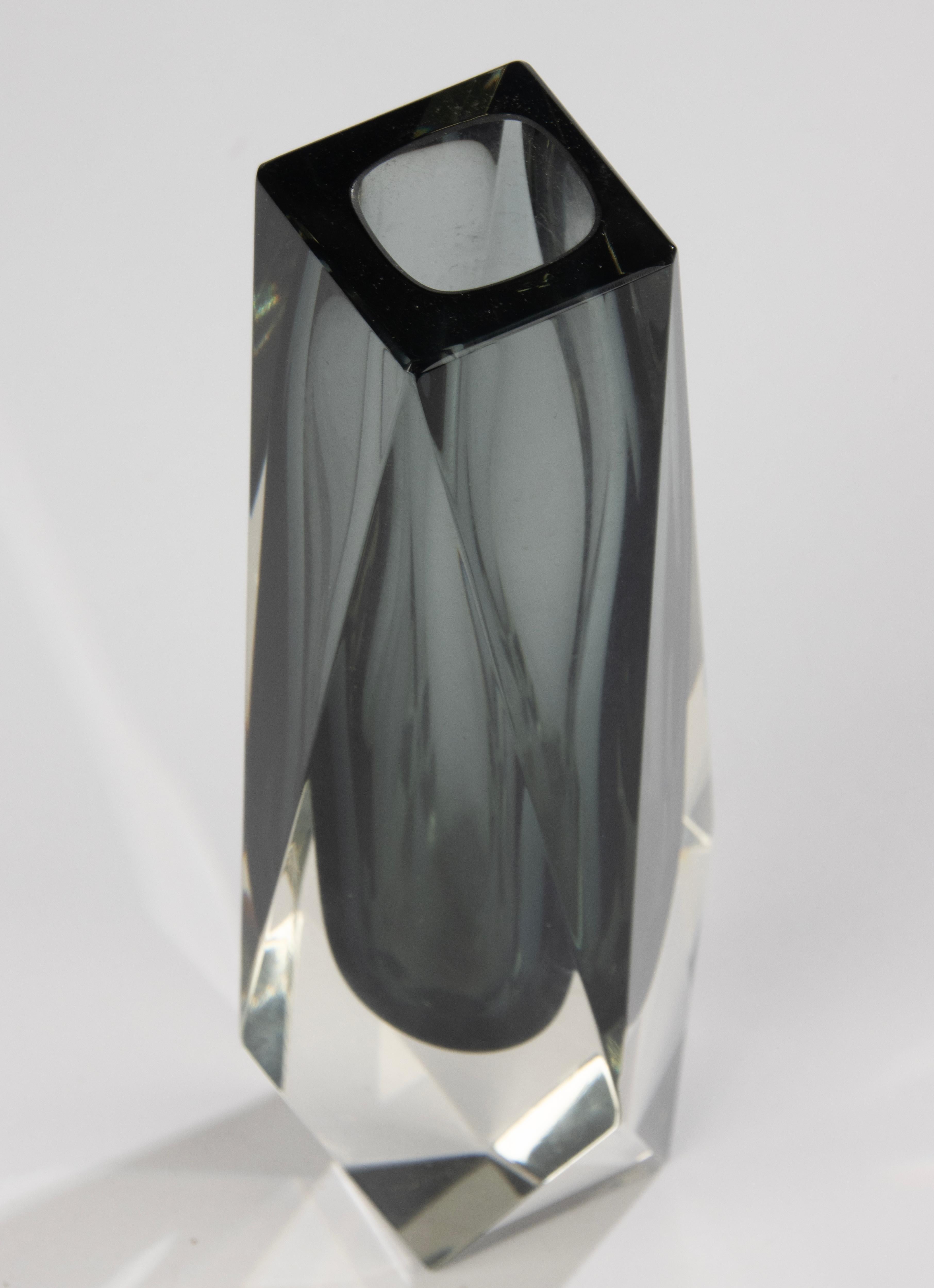 Vaso Sommerso della metà del XX secolo - Vetro di Murano - Forma geometrica in vendita 6
