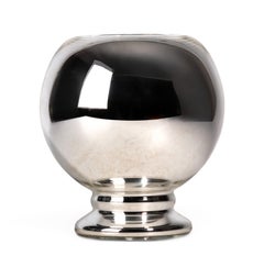 Mid-20th Century Space Age Modern Reflective Silvered Glass Footed Vase, Italy