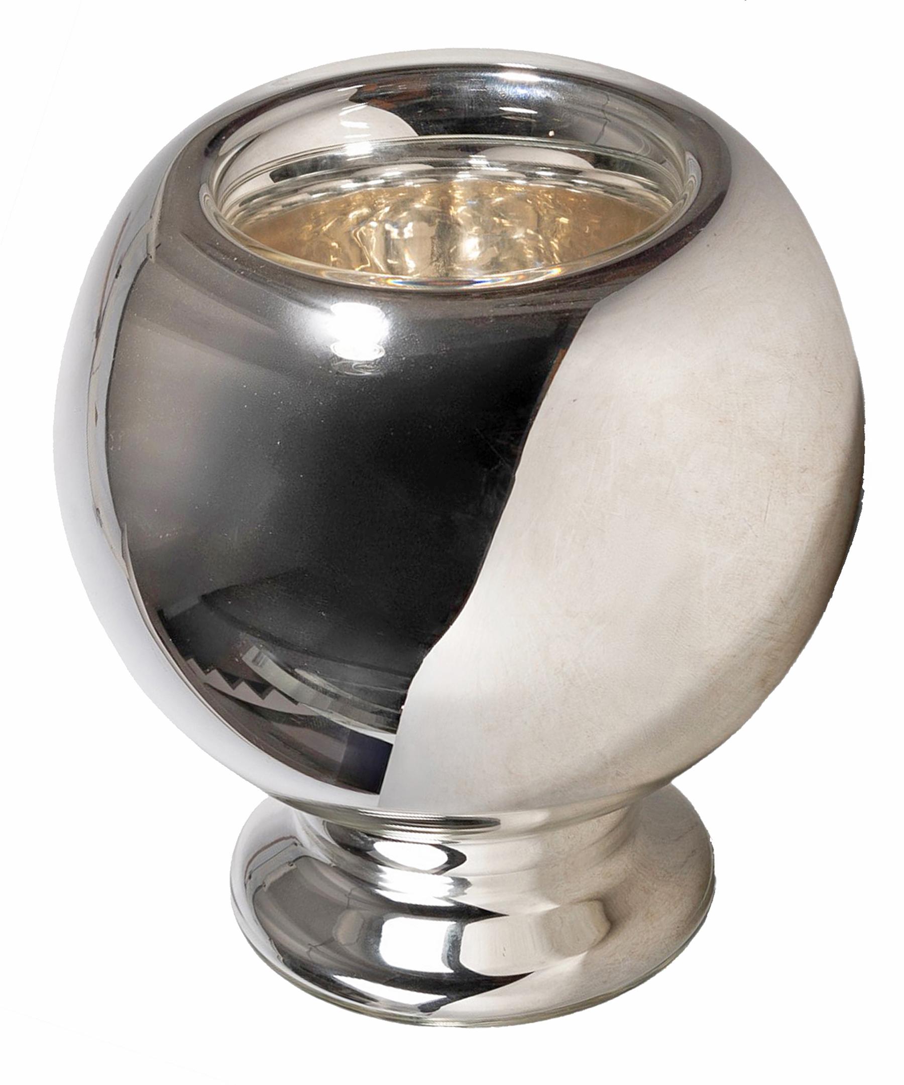Ère spatiale Vase sur pied en verre argenté réfléchissant moderne de l'ère spatiale du milieu du 20e siècle, Italie en vente