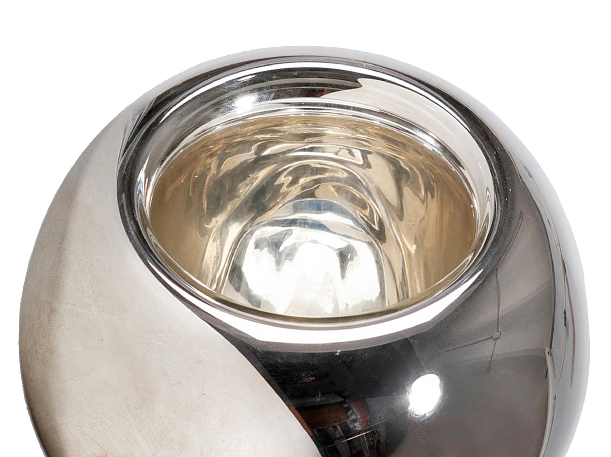 italien Vase sur pied en verre argenté réfléchissant moderne de l'ère spatiale du milieu du 20e siècle, Italie en vente