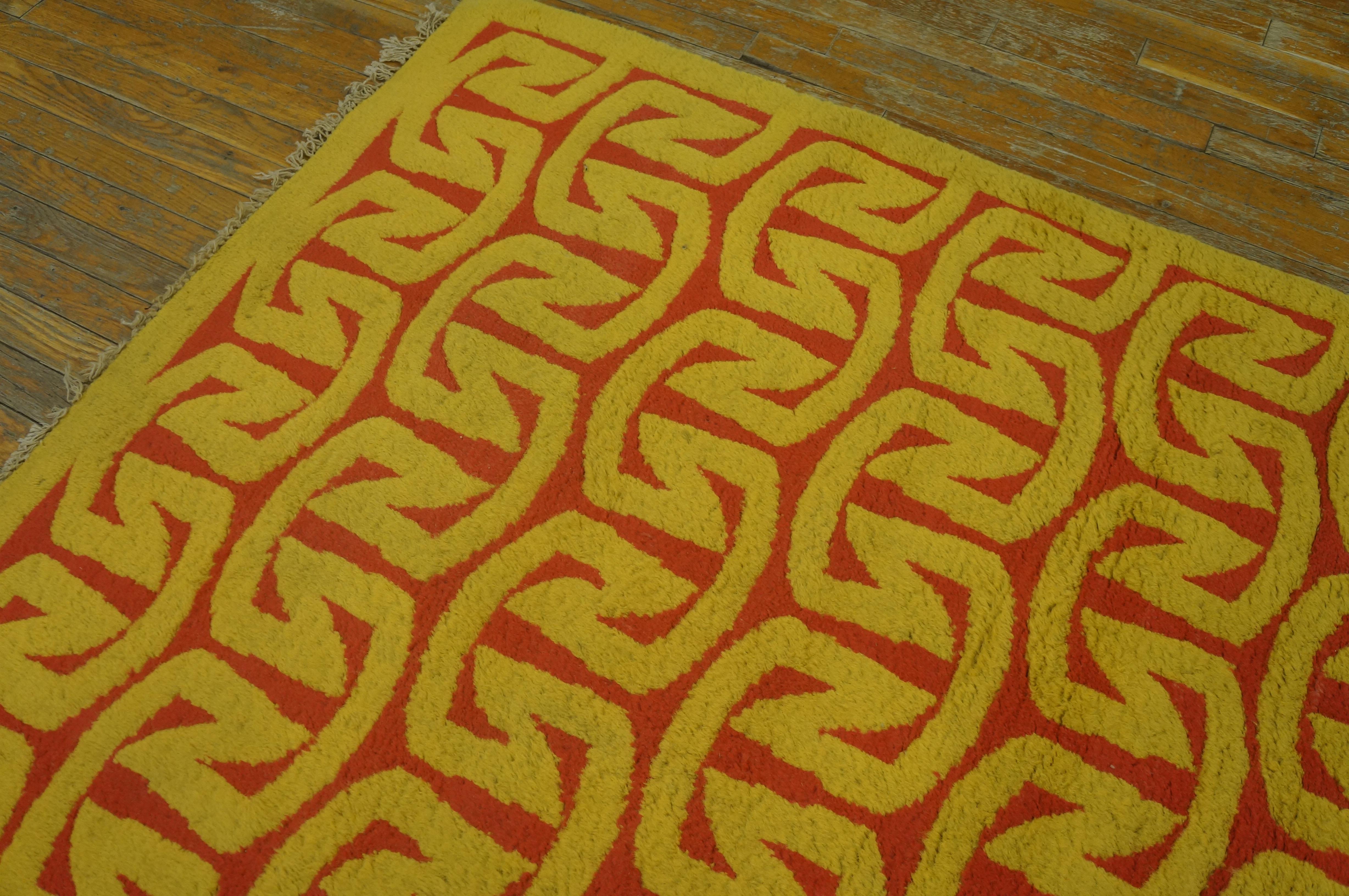 Alfombra Art Moderne Española de Mediados del Siglo XX ( 4' x 6'2