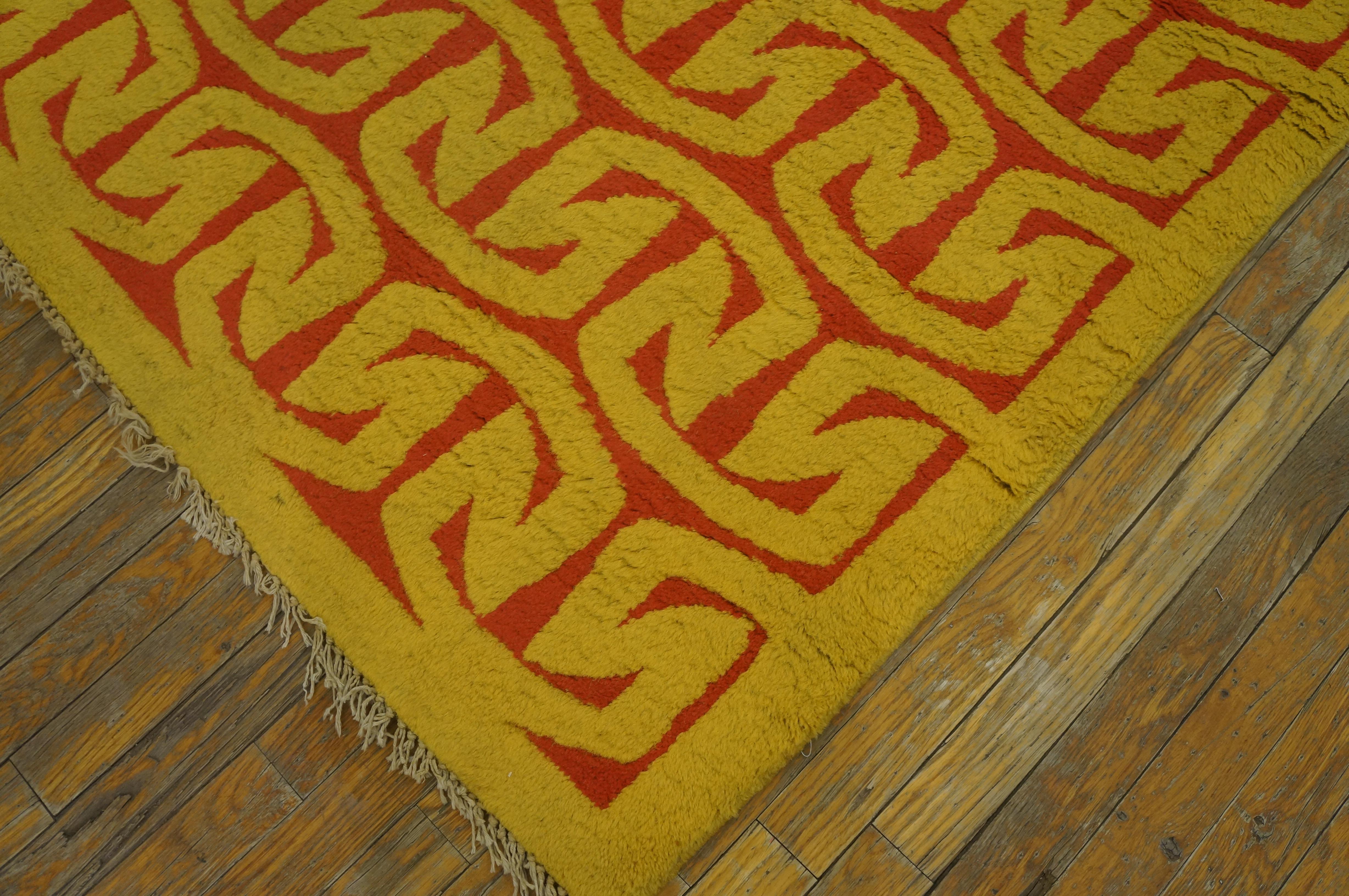 Alfombra Art Moderne Española de Mediados del Siglo XX ( 4' x 6'2