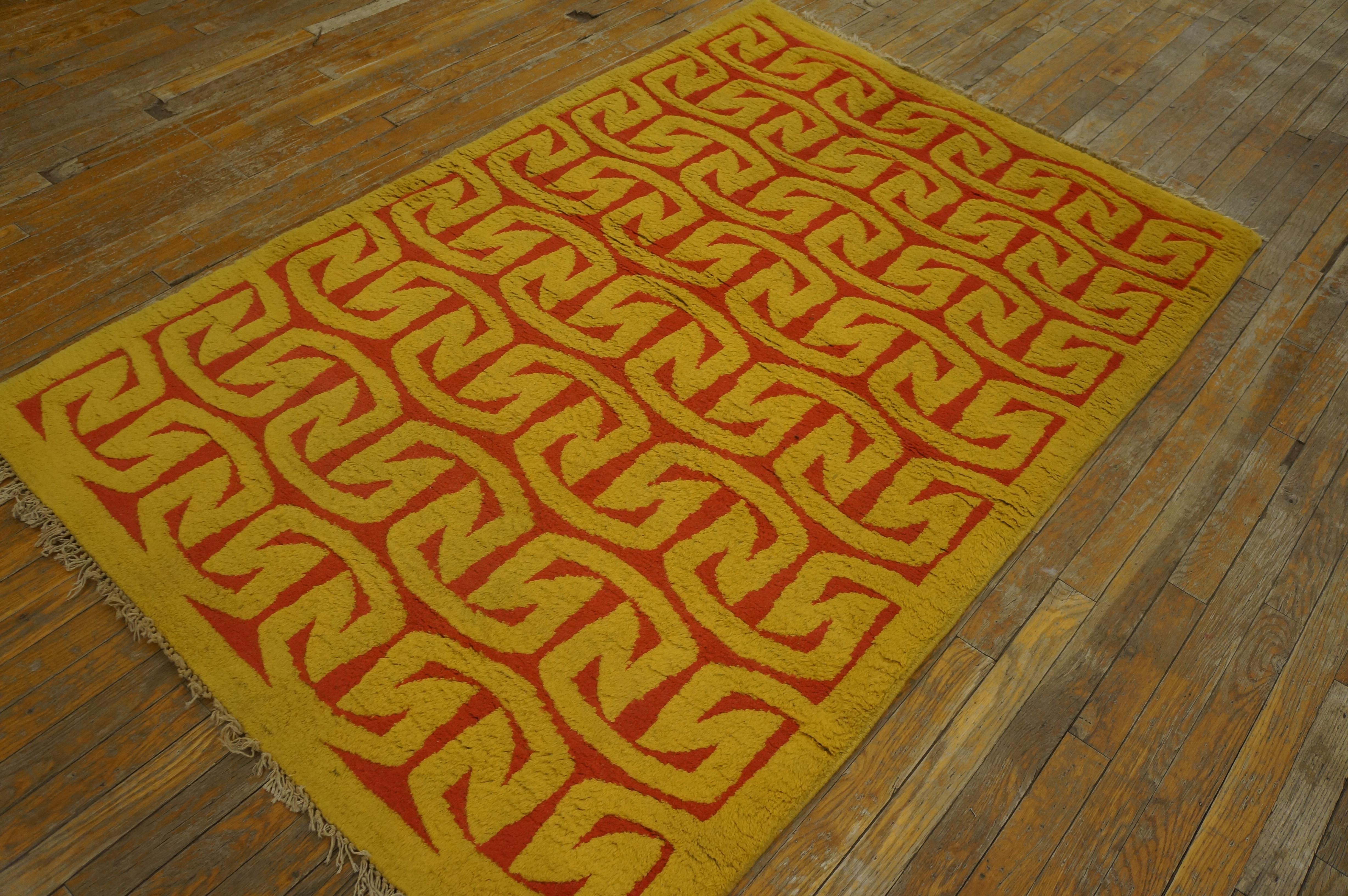 Alfombra Art Moderne Española de Mediados del Siglo XX ( 4' x 6'2