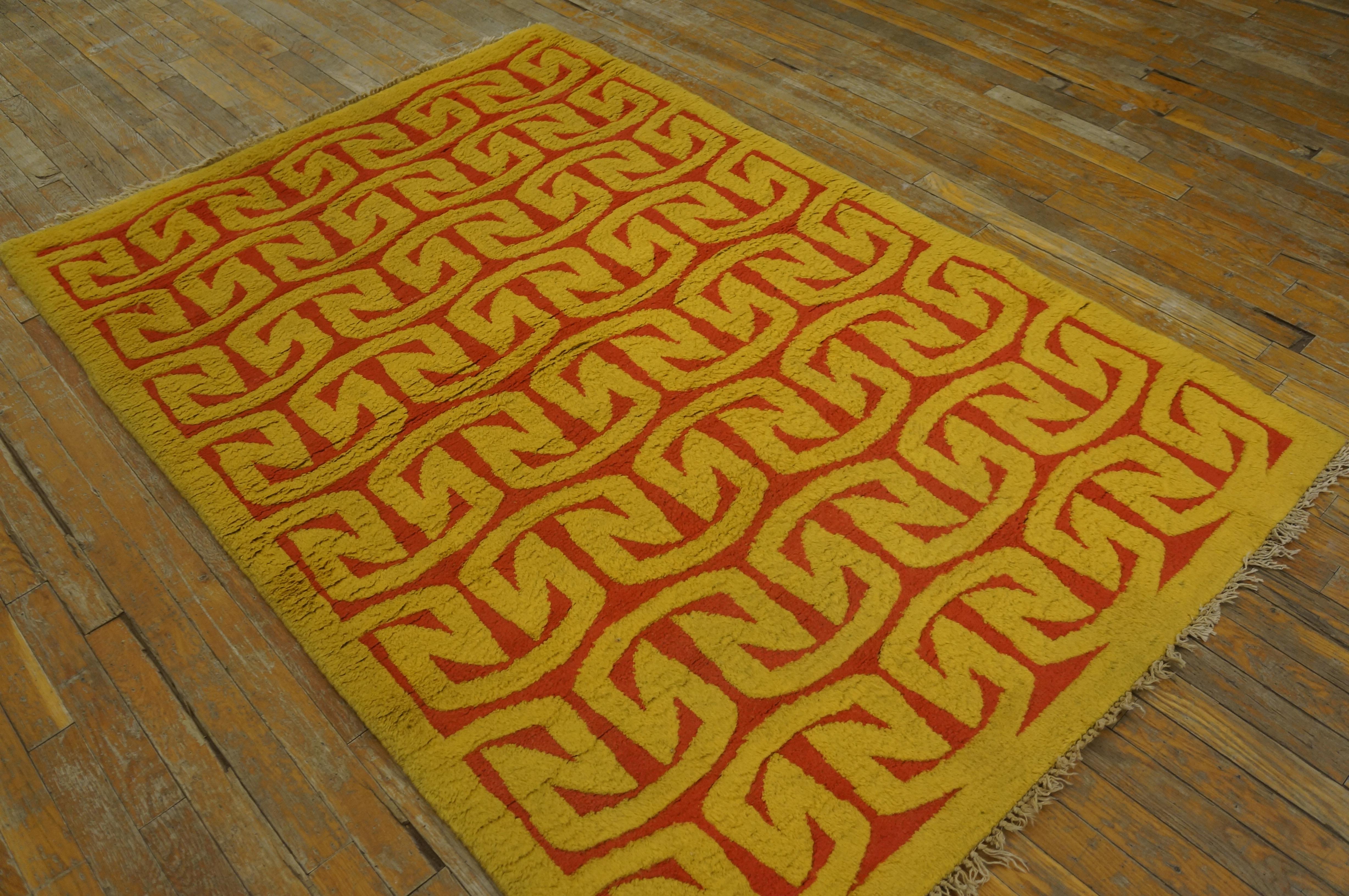 Alfombra Art Moderne Española de Mediados del Siglo XX ( 4' x 6'2