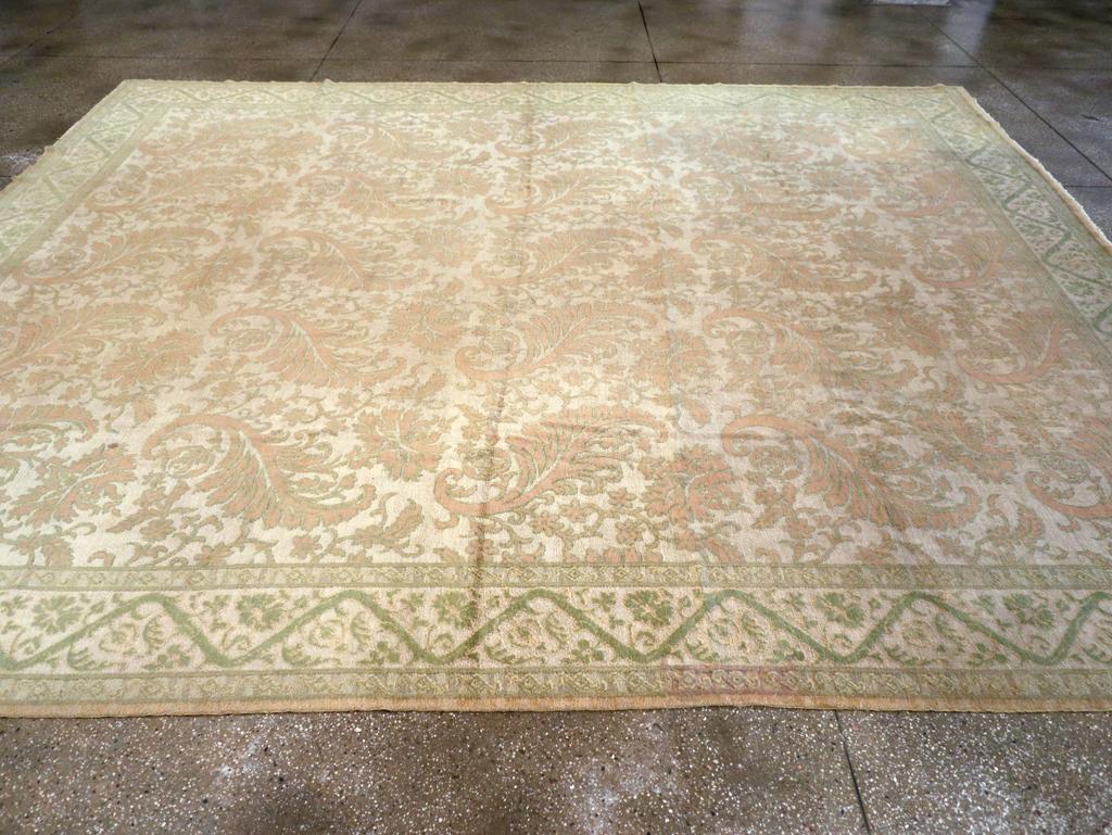 Hand-Knotted Mid-20th Century Spanish Cuenca Room Size Carpet For Sale