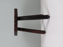Mid-20th Century Spanish Hand-Carved Solid Wood Stool