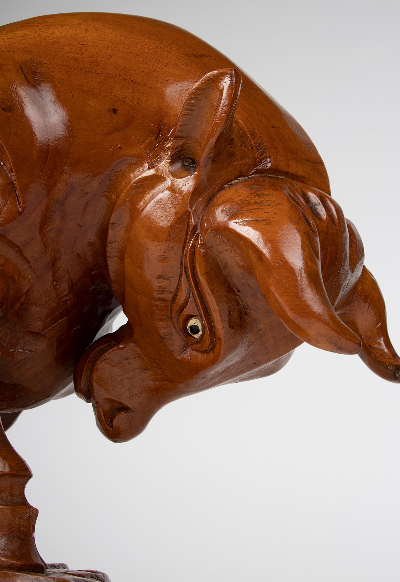 Mid 20th Century Spanish Modern Wooden Sculpture of a Bull For Sale 9