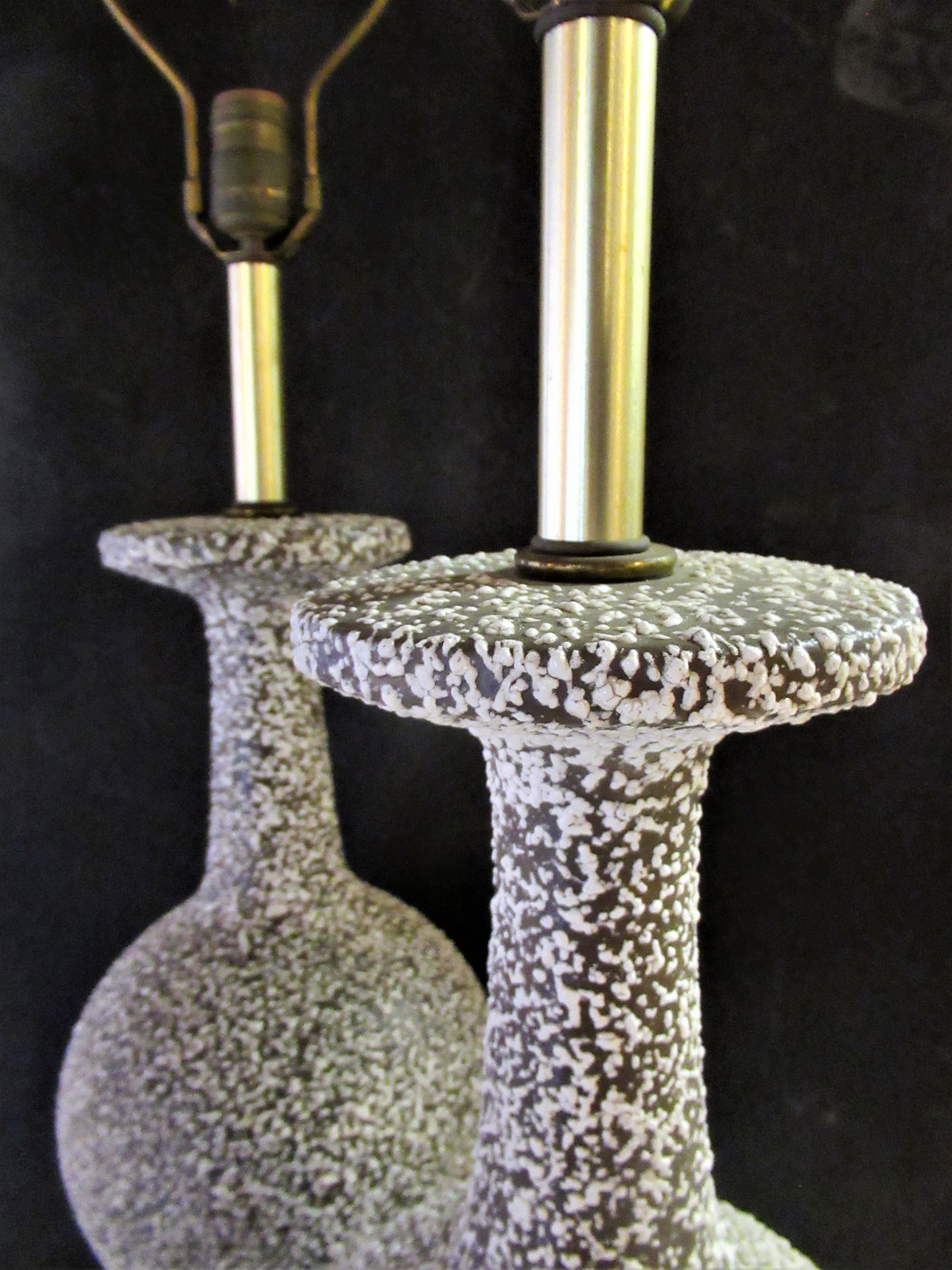 Mid-20th Century Speckle Glazed Ceramic Lamps In Good Condition In Rochester, NY