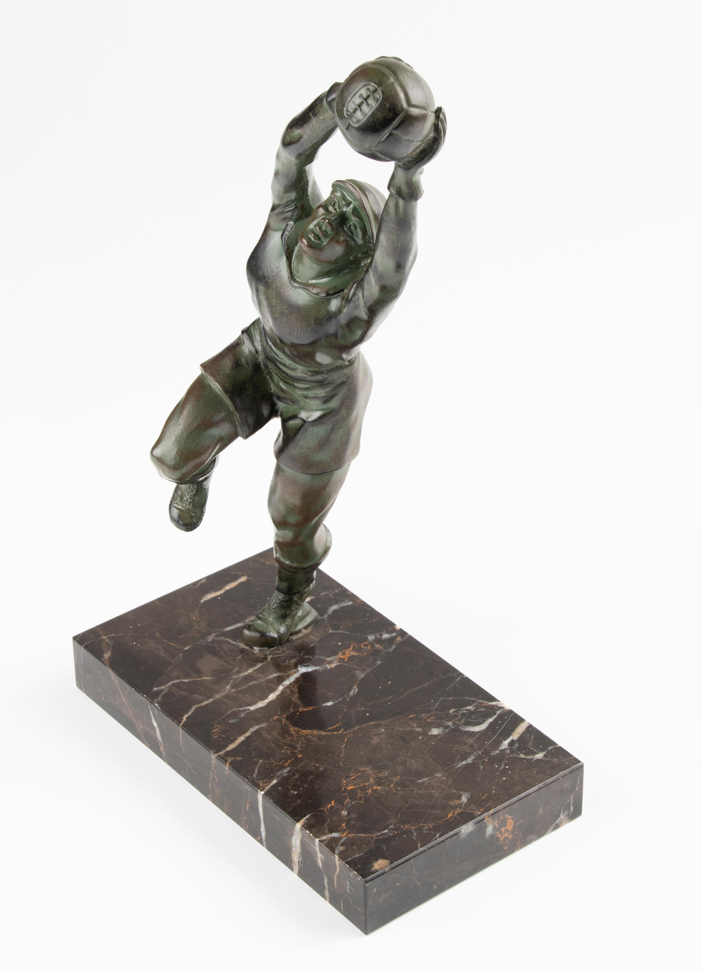 Mid 20th Century Spelter Statue Goal Keeper For Sale 2