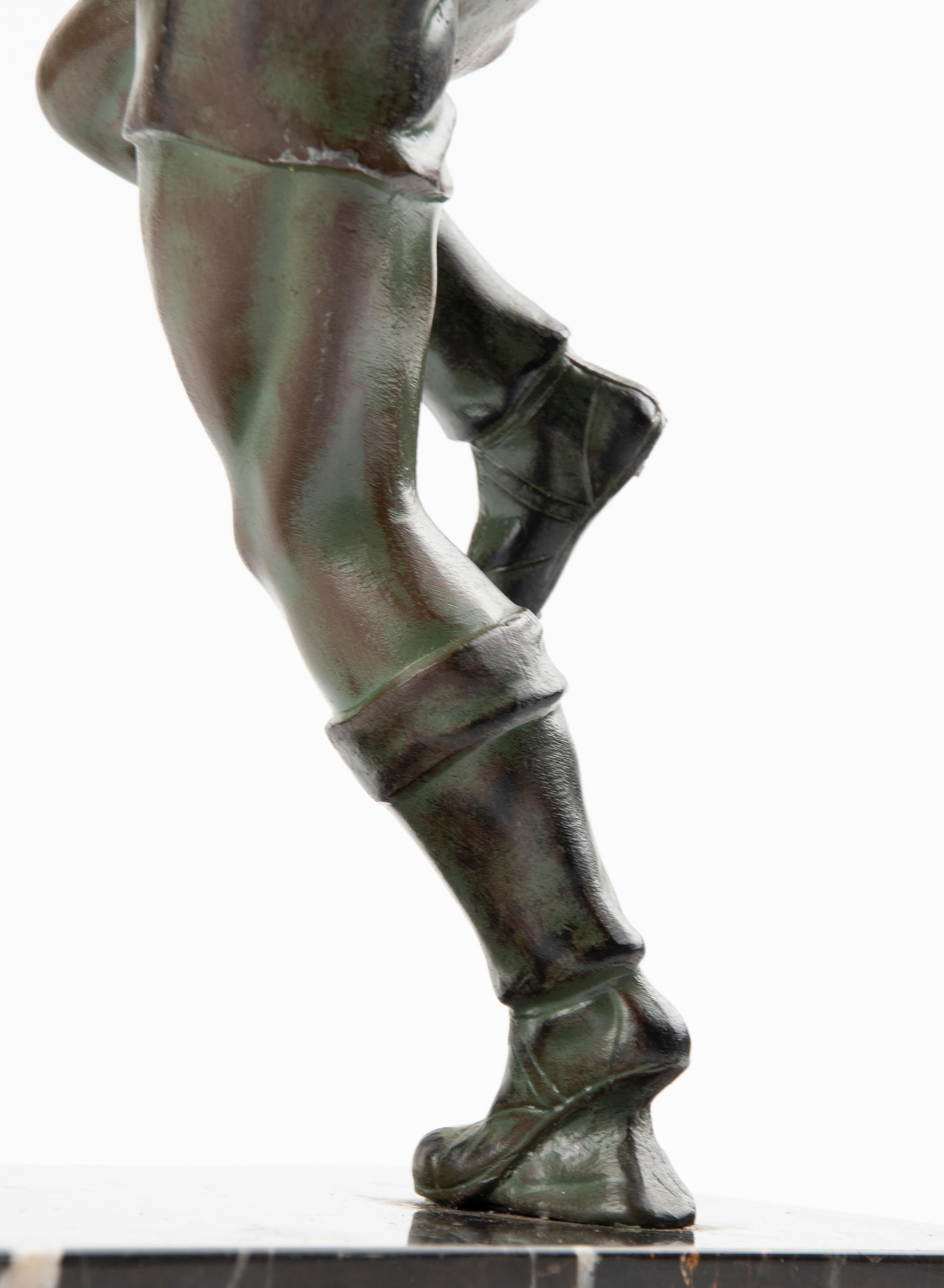 Mid 20th Century Spelter Statue Goal Keeper For Sale 4