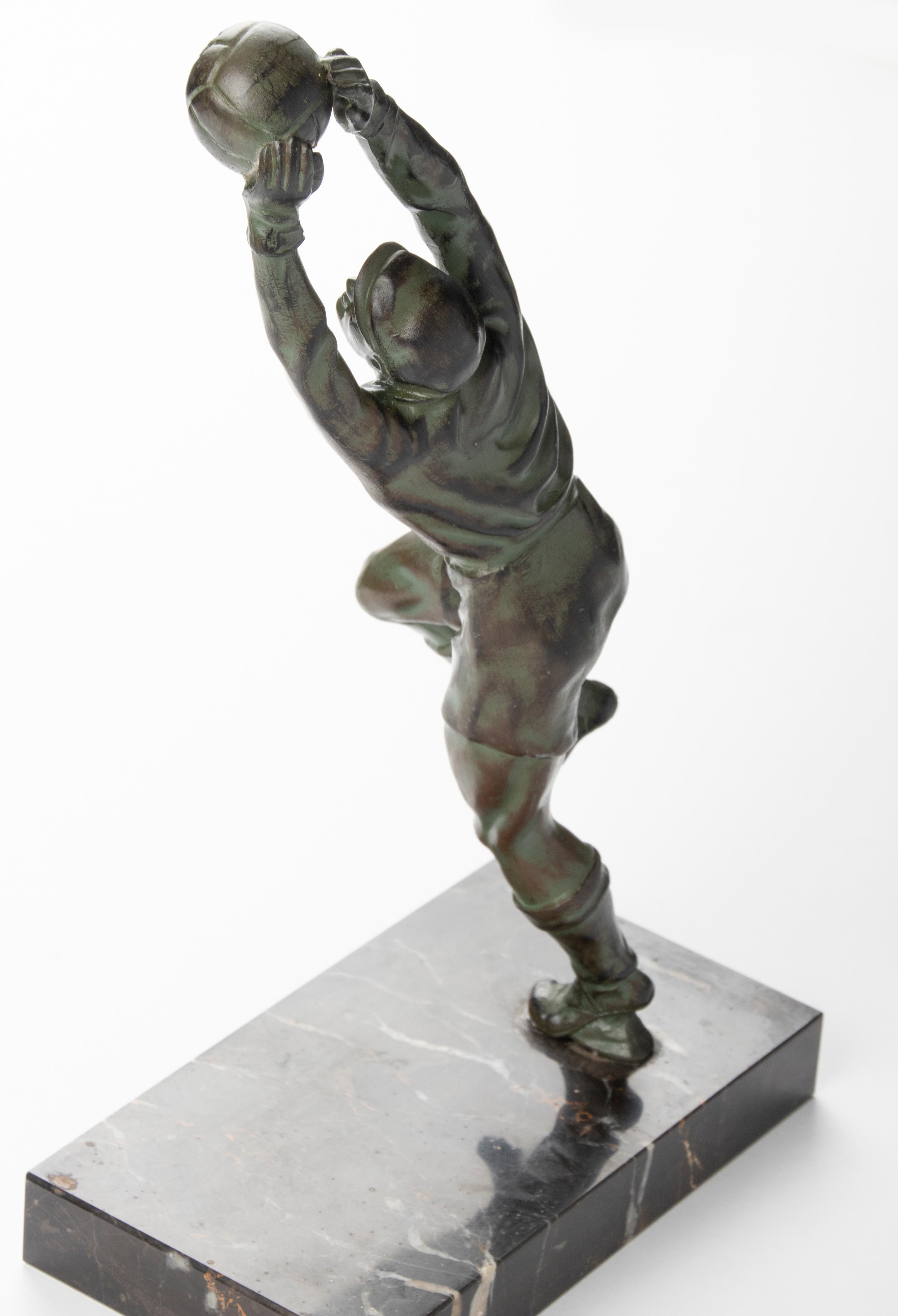 Mid 20th Century Spelter Statue Goal Keeper For Sale 6