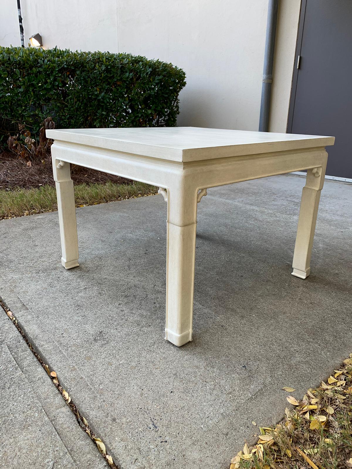 Mid-20th Century Square Coffee Table by Trouvailles Inc, Labeled In Good Condition For Sale In Atlanta, GA