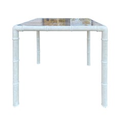 Mid-20th Century Square Faux Bamboo Card Table with Cane Under Glass Top