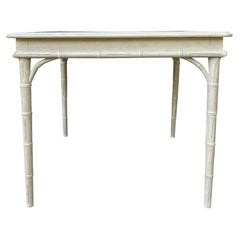 Mid-20th Century Square Walnut Faux Bamboo Card Table, Custom Finish, One Drawer