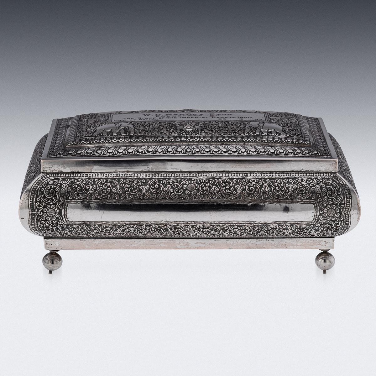 Other Mid 20th Century Sri Lankan Solid Silver Repousse Box, Colombo c.1930 For Sale