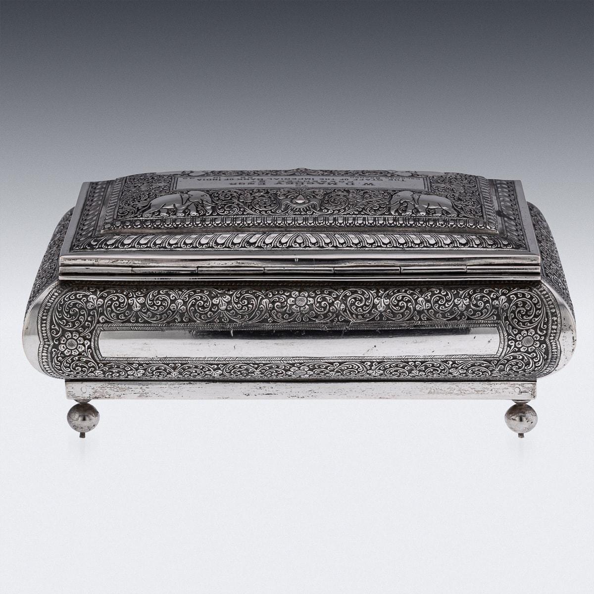 Mid-20th Century Mid 20th Century Sri Lankan Solid Silver Repousse Box, Colombo c.1930 For Sale