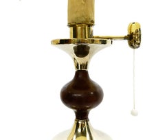 Mid 20th Century Stacked with Brass and Wooden Stem Floor Lamp