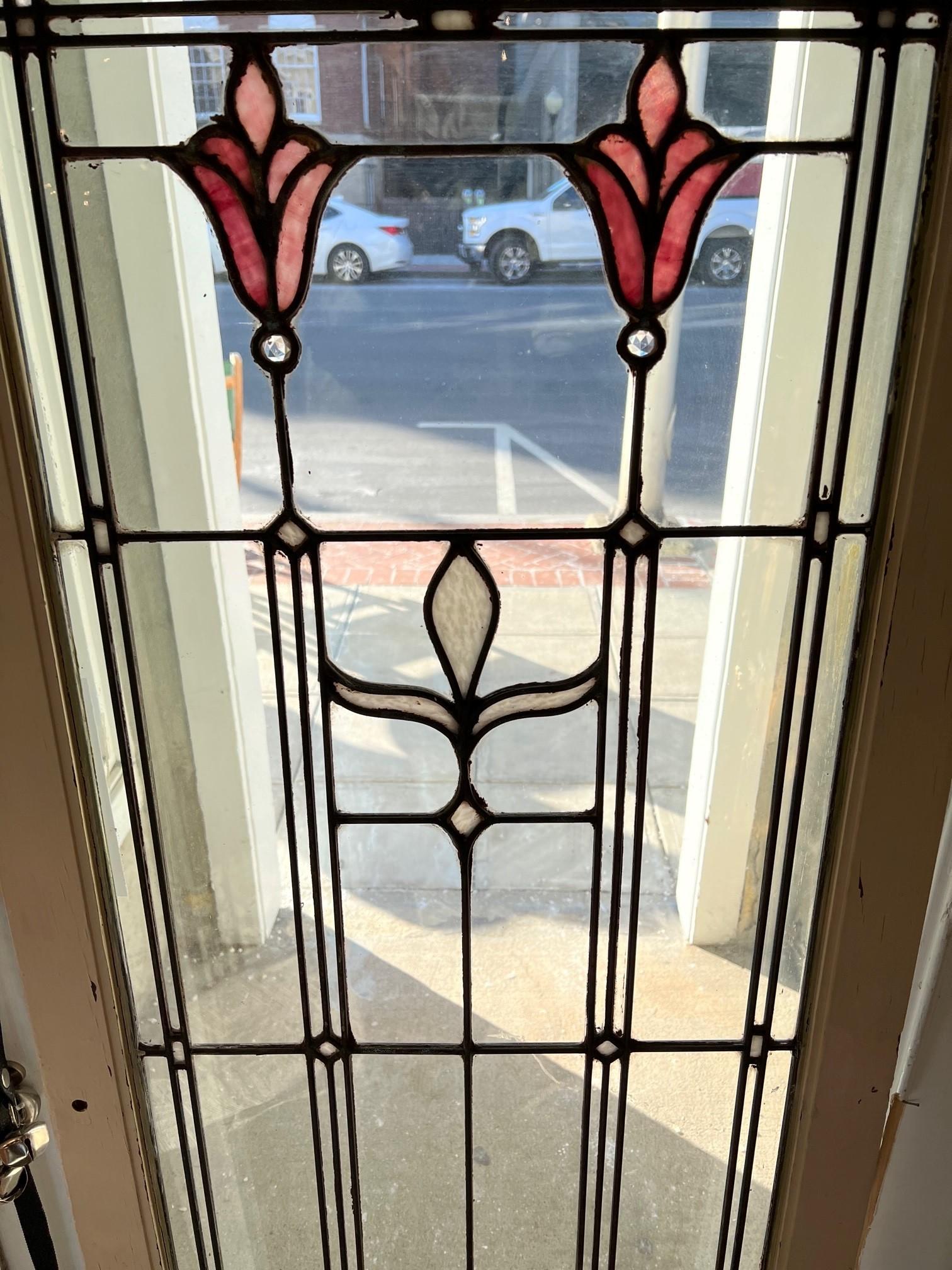 Art Deco Stained and Clear Glass Cabinet Door Panels 4 Pcs. Available 4