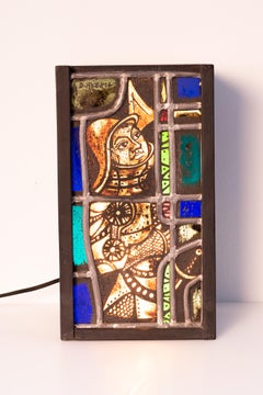Mid 20th century stained glass display light box