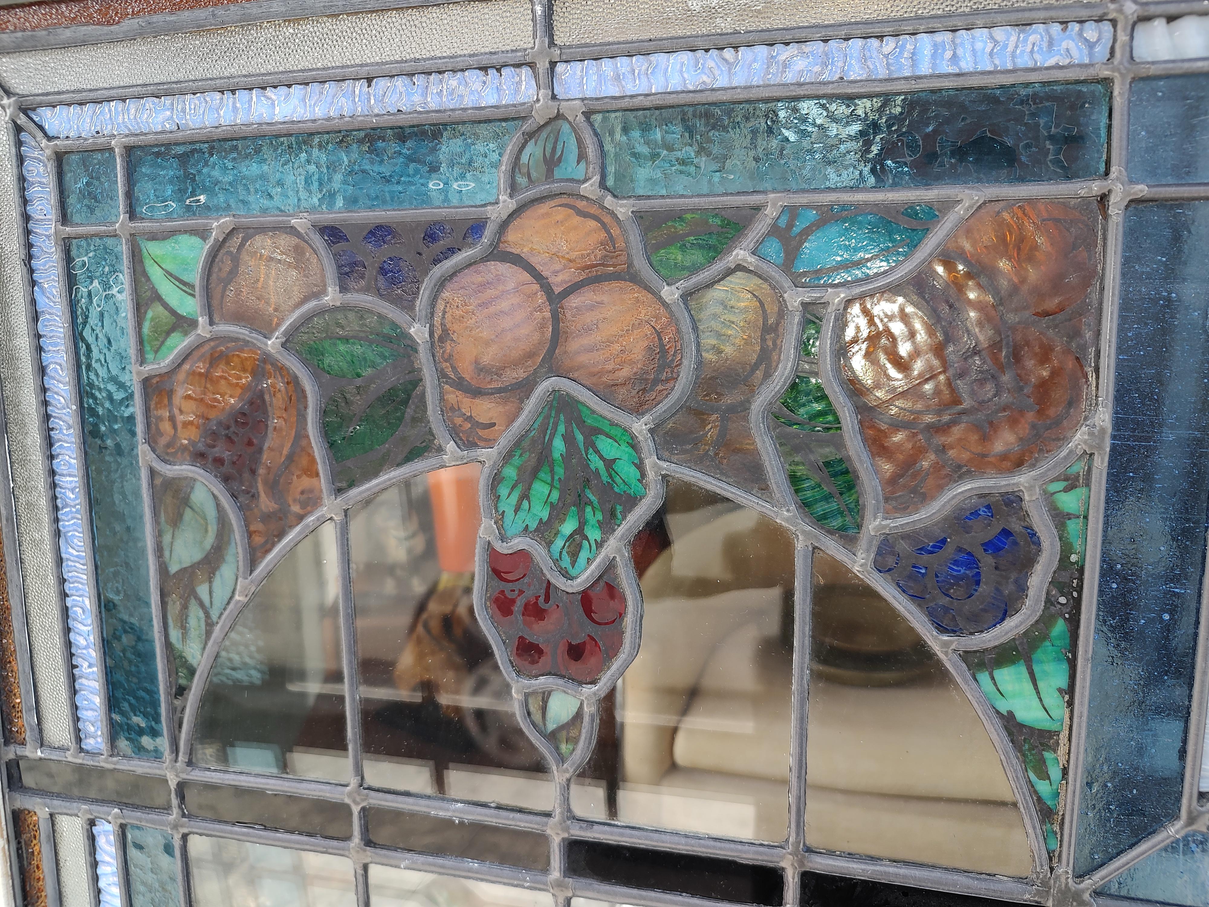 Mid 20th Century Stained Glass Windows Fruit & Leaves, Jewels For Sale 8