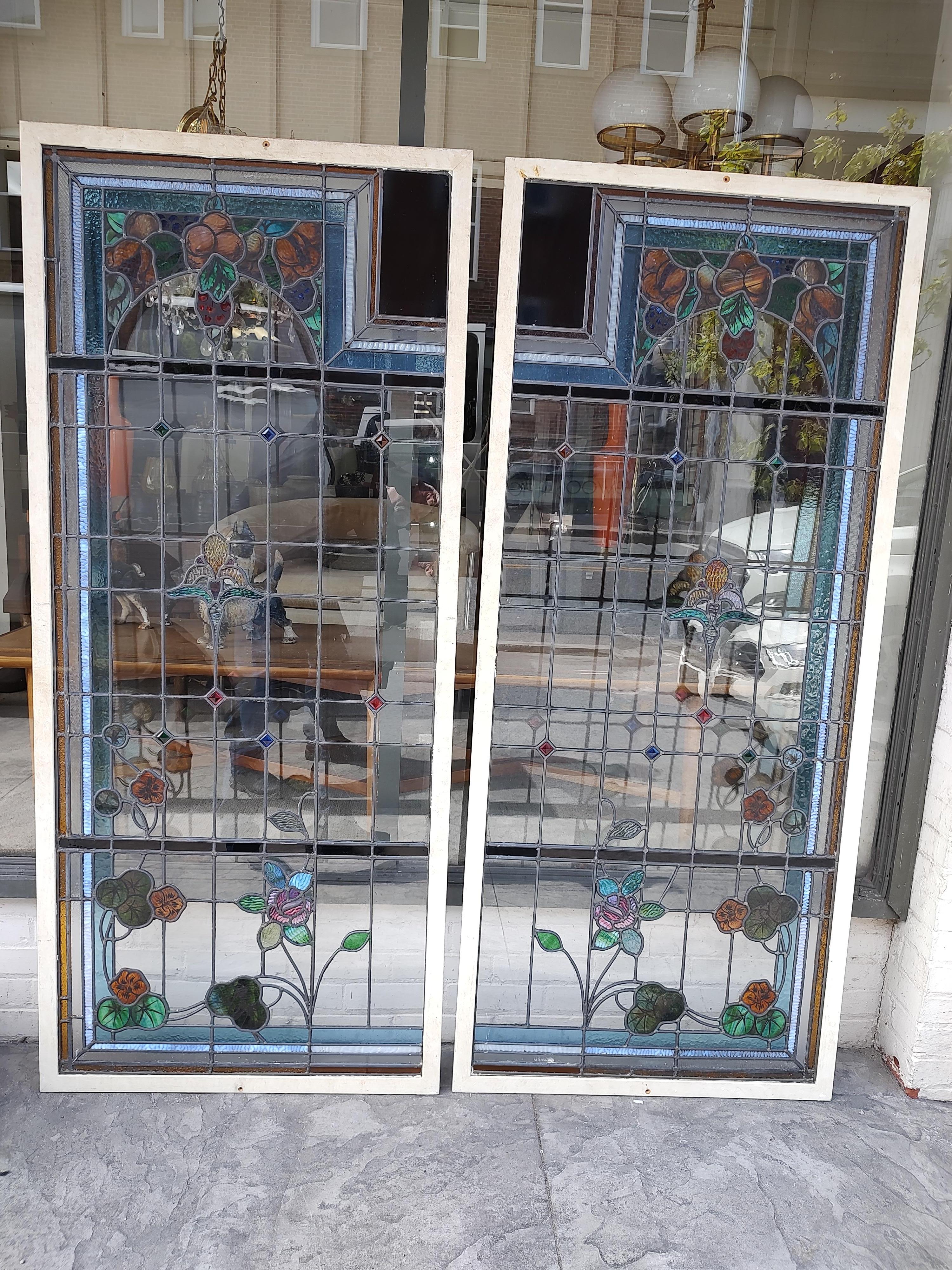 Mid 20th Century Stained Glass Windows Fruit & Leaves, Jewels For Sale 9